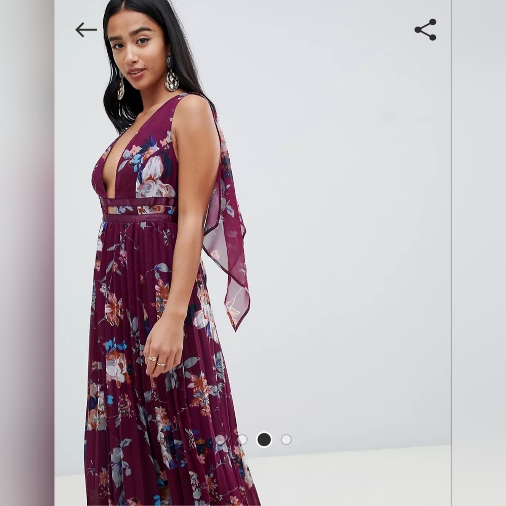 ASOS Petite Pleated Maxi Dress winter floral 12P